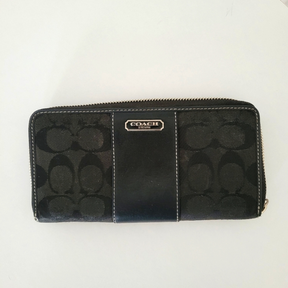 COACH black wallet with pink interior